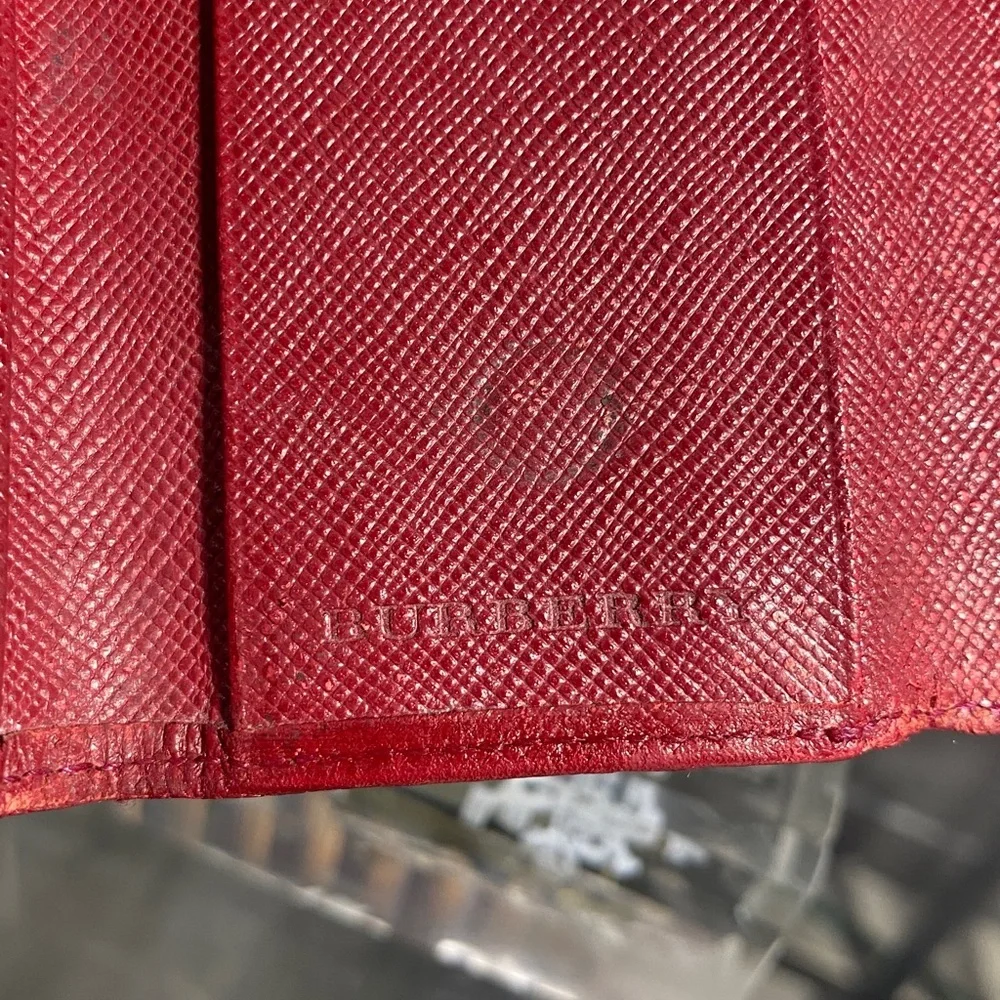 Authentic Rare Burberry Red Leather Nova Check Key Case